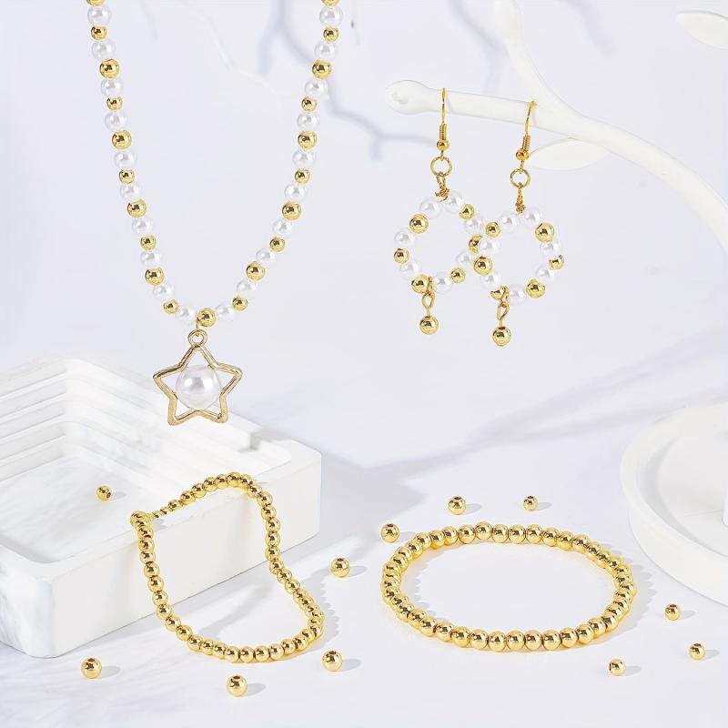 400pcs 4mm Golden Plated Brass Spacer Beads for Jewelry Making