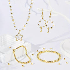 400pcs 4mm Golden Plated Brass Spacer Beads for Jewelry Making