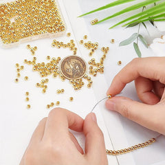 400pcs 4mm Golden Plated Brass Spacer Beads for Jewelry Making