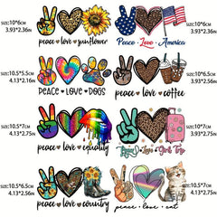 8pcs Peace Love Coffee Iron On Decals DIY Heat Transfer Stickers