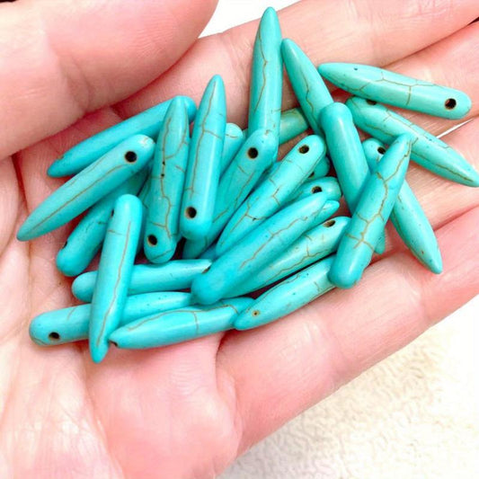 30pcs Gem Beads Charm Smooth Stick Earrings Making DIY Craft Colored Stone Beads