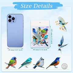 40pcs Colorful Bird Stickers for Scrapbook Crafts and Journals