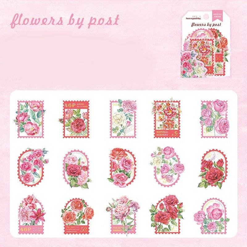 30pcs Plant Flower Stickers for DIY Art Supplies