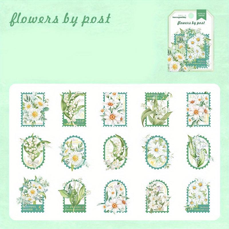 30pcs Plant Flower Stickers for DIY Art Supplies