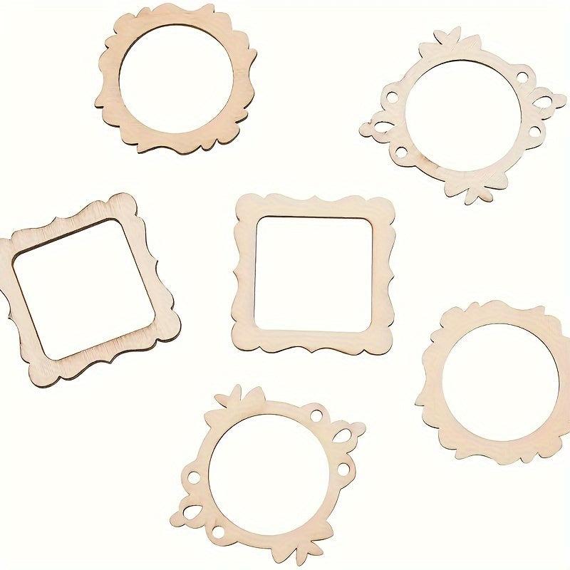 30pcs Undyed Wooden Photo Frame Pendants Wooden Cutouts Necklace Earrings Charms