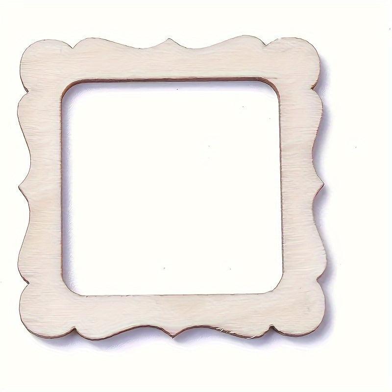 30pcs Undyed Wooden Photo Frame Pendants Wooden Cutouts Necklace Earrings Charms