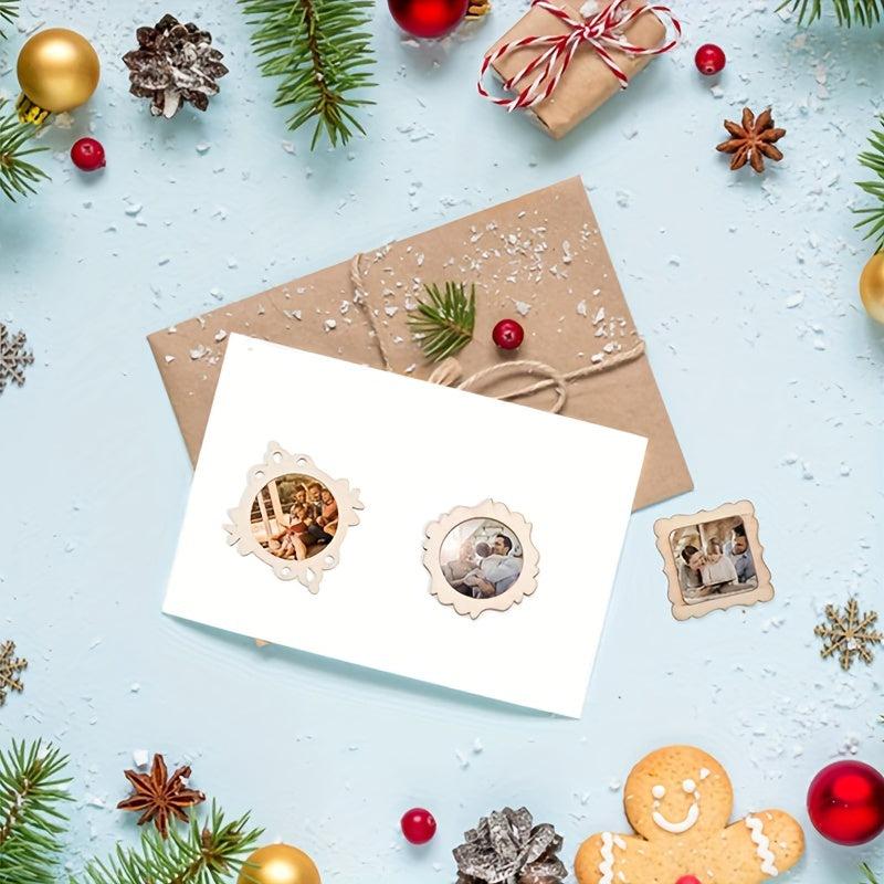 30pcs Undyed Wooden Photo Frame Pendants Wooden Cutouts Necklace Earrings Charms