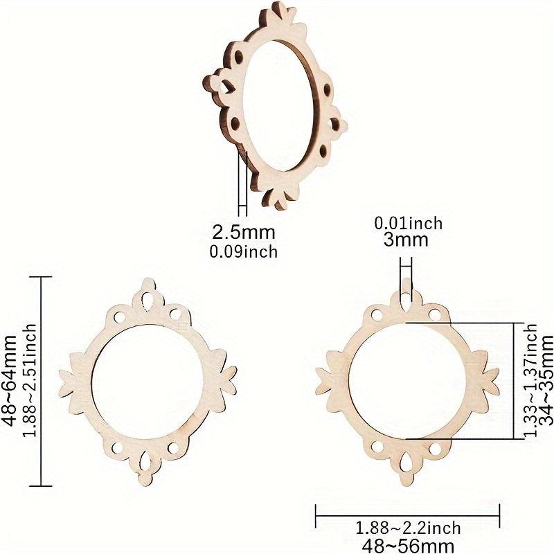 30pcs Undyed Wooden Photo Frame Pendants Wooden Cutouts Necklace Earrings Charms