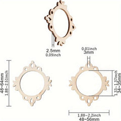 30pcs Undyed Wooden Photo Frame Pendants Wooden Cutouts Necklace Earrings Charms