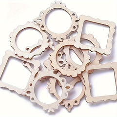 30pcs Undyed Wooden Photo Frame Pendants Wooden Cutouts Necklace Earrings Charms