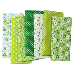 7pcs Green Fabric Printed Square Sewing And Patching Cloth Quilted Clothing