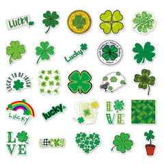 50pcs Green Four leaf Clover Series Waterproof Stickers