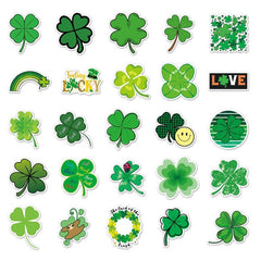 50pcs Green Four leaf Clover Series Waterproof Stickers