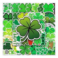 50pcs Green Four leaf Clover Series Waterproof Stickers