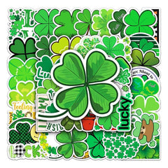 50pcs Green Four leaf Clover Series Waterproof Stickers