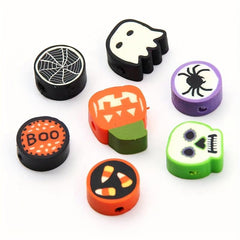 100pcs Mixed Halloween Clay Loose Beads Polymer Clay for DIY Jewelry Making