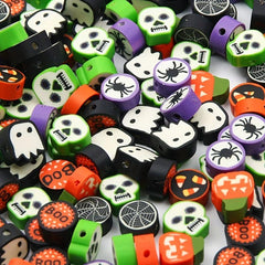 100pcs Mixed Halloween Clay Loose Beads Polymer Clay for DIY Jewelry Making