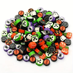100pcs Mixed Halloween Clay Loose Beads Polymer Clay for DIY Jewelry Making