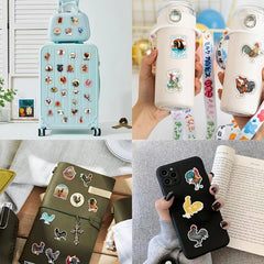 50pcs Cartoon Rooster PVC Sticker Packs for Laptop Luggage Water Bottle Notebook