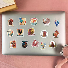 50pcs Cartoon Rooster PVC Sticker Packs for Laptop Luggage Water Bottle Notebook