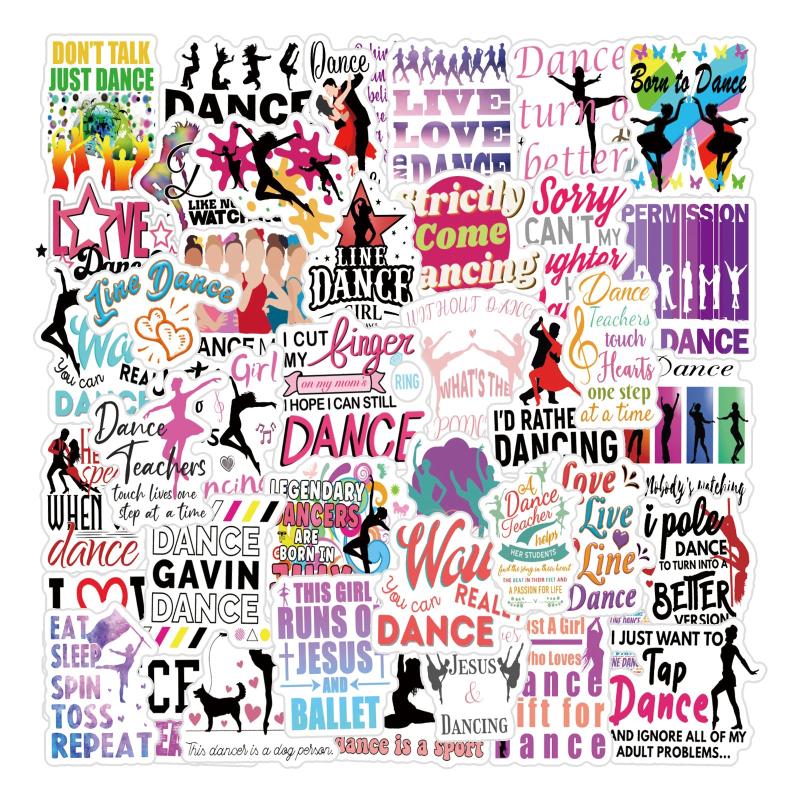 63pcs Dance Stickers Dance Party Favors Waterproof Vinyl Stickers
