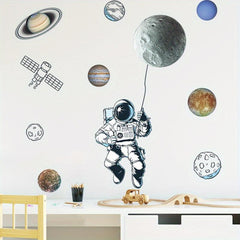 Cartoon Astronaut Space Planet Rocket Wall Stickers