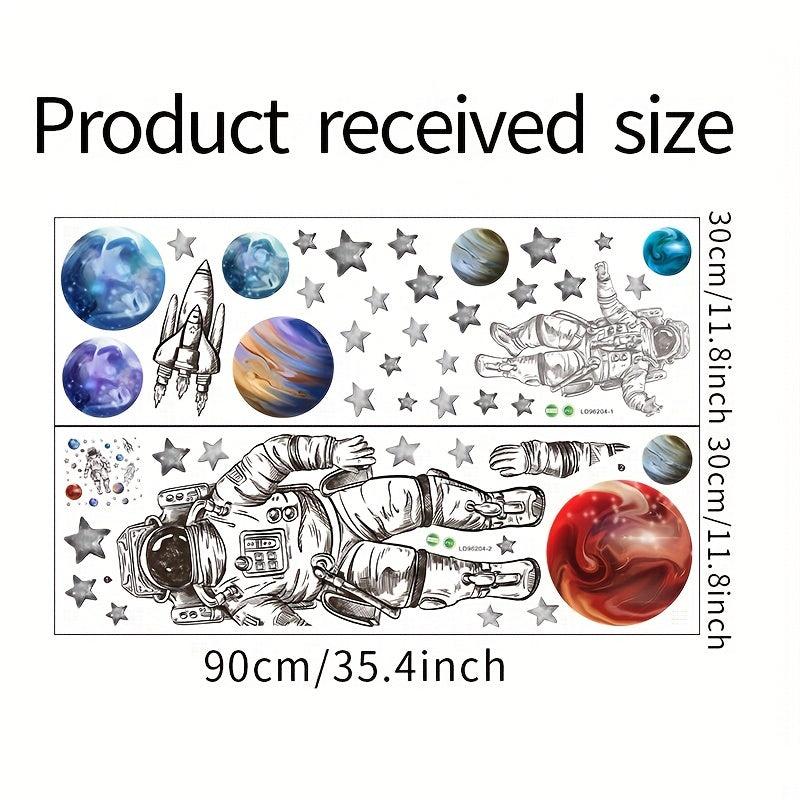 Cartoon Astronaut Space Planet Rocket Wall Stickers