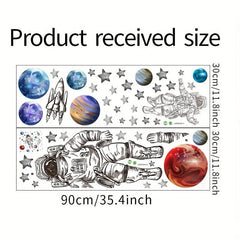 Cartoon Astronaut Space Planet Rocket Wall Stickers