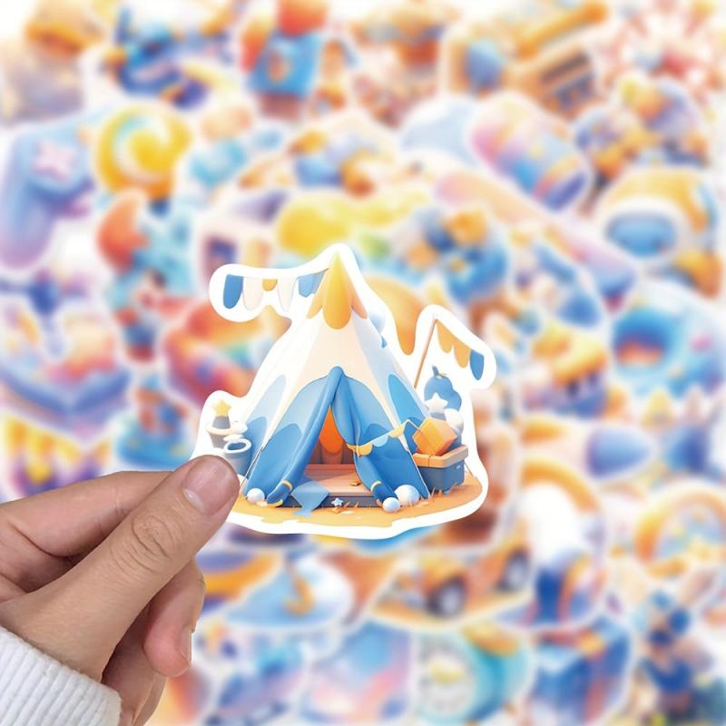 50pcs 3D Waterproof PVC Guitar Stickers for Mobile Phones Notebooks Toys