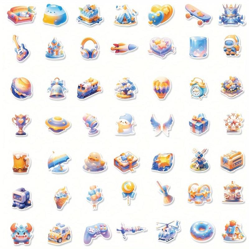 50pcs 3D Waterproof PVC Guitar Stickers for Mobile Phones Notebooks Toys
