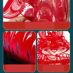 2pcs Year Window Stickers Red Paper Cut Lantern Spring Blessing Wall Stickers