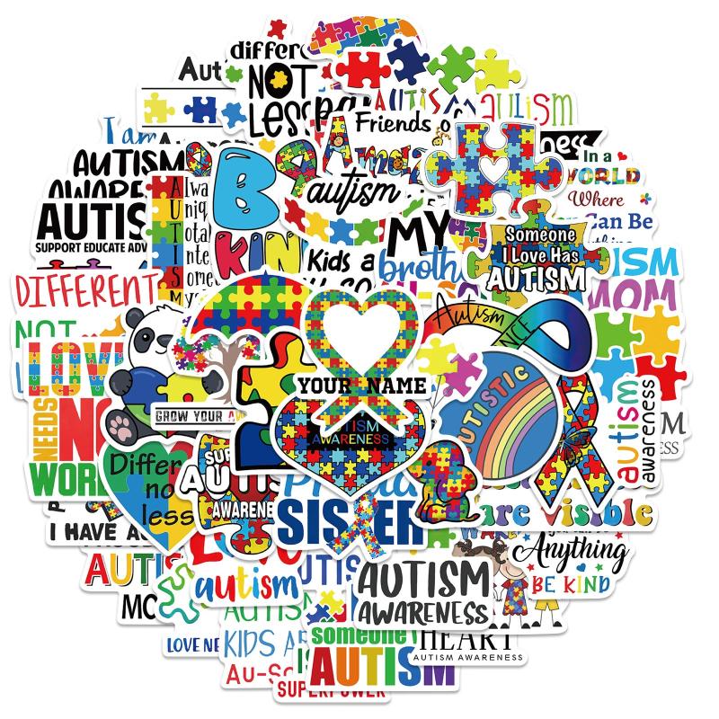 50pcs Cartoon Care Awareness Stickers Waterproof DIY Decoration