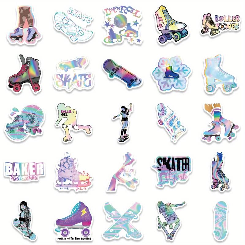 50pcs Cartoon Laser Skiing Stickers for Laptops Stationery Books