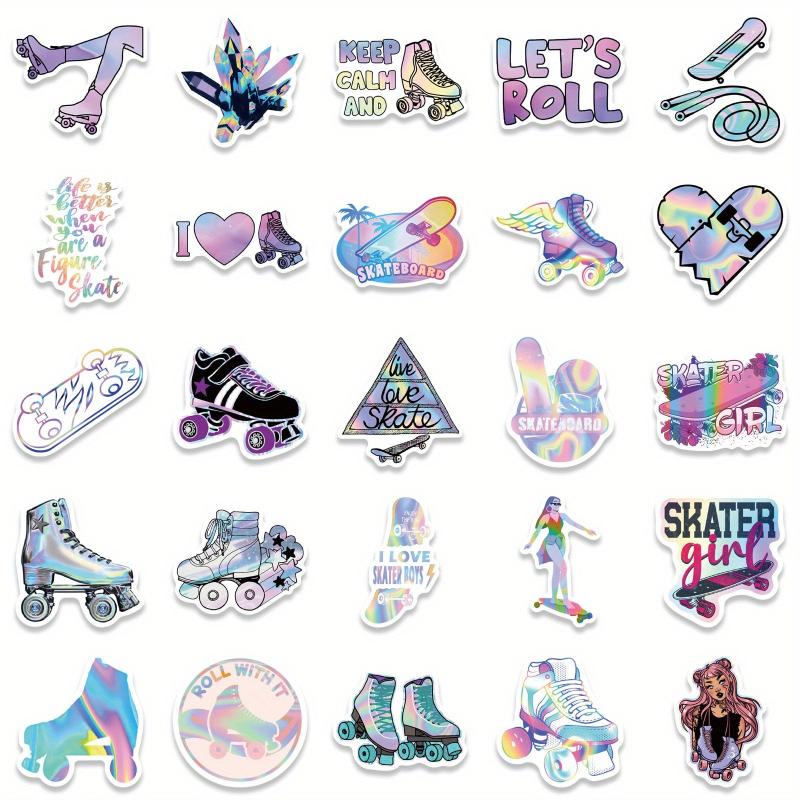 50pcs Cartoon Laser Skiing Stickers for Laptops Stationery Books