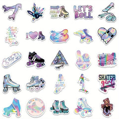 50pcs Cartoon Laser Skiing Stickers for Laptops Stationery Books
