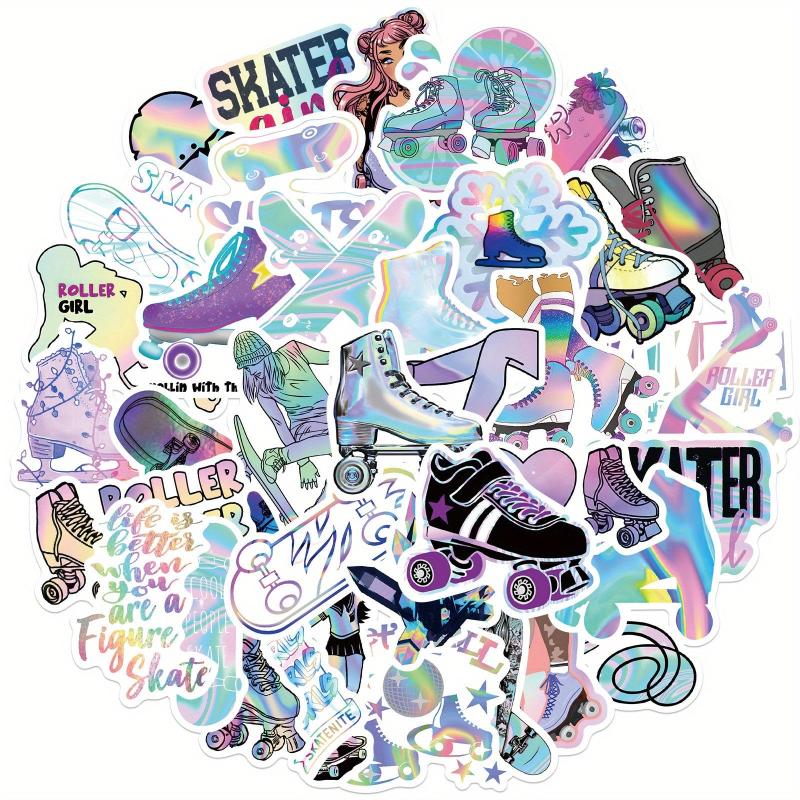 50pcs Cartoon Laser Skiing Stickers for Laptops Stationery Books
