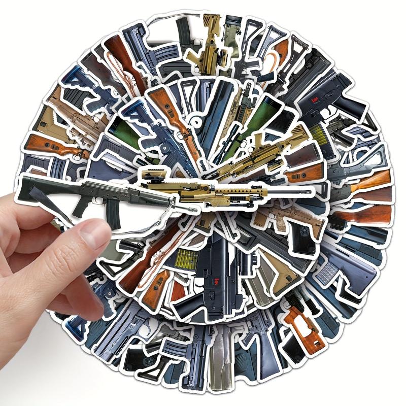 50pcs Military Gun Series Stickers Waterproof Decorative DIY Creative Toys