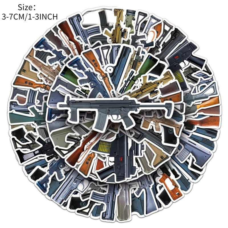 50pcs Military Gun Series Stickers Waterproof Decorative DIY Creative Toys