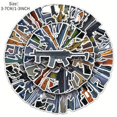 50pcs Military Gun Series Stickers Waterproof Decorative DIY Creative Toys