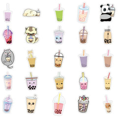 50PCS Cute Animal Doodle Stickers for Milk Tea Drinks