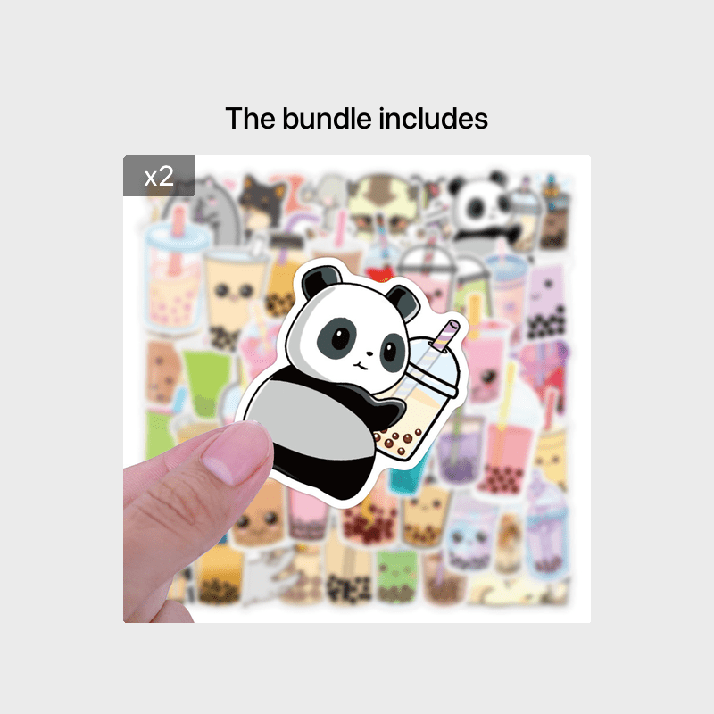 50PCS Cute Animal Doodle Stickers for Milk Tea Drinks