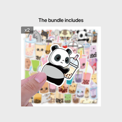 50PCS Cute Animal Doodle Stickers for Milk Tea Drinks
