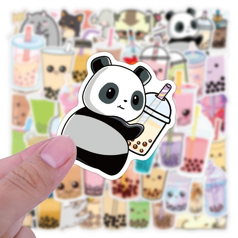 50PCS Cute Animal Doodle Stickers for Milk Tea Drinks