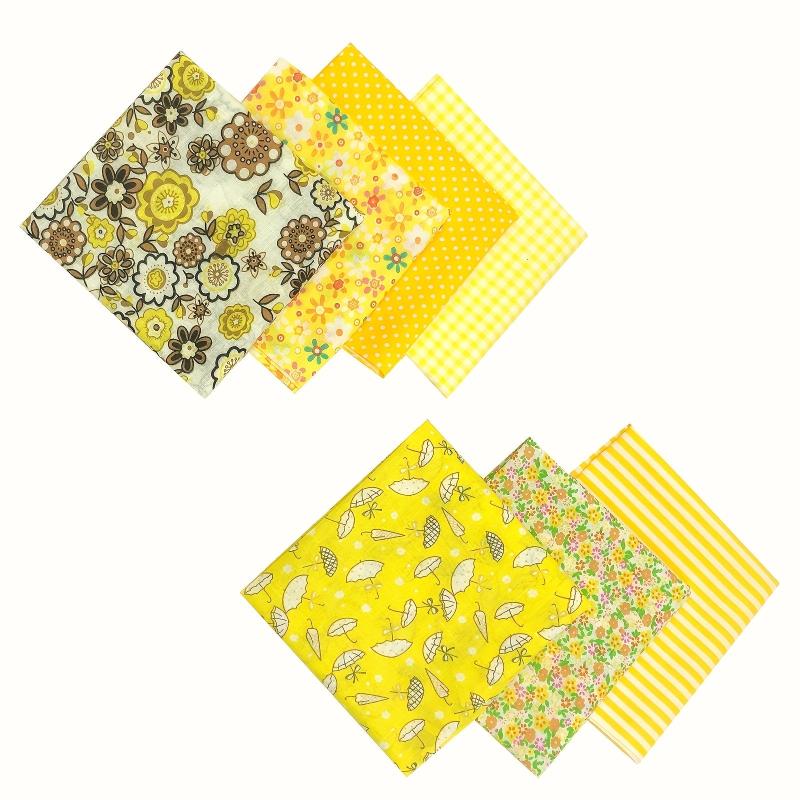 7pcs 49 78 49 Yellow Square Print Quilt Fabric Bundles for DIY Crafts