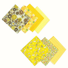 7pcs 49 78 49 Yellow Square Print Quilt Fabric Bundles for DIY Crafts