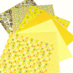 7pcs 49 78 49 Yellow Square Print Quilt Fabric Bundles for DIY Crafts