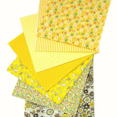 7pcs 49 78 49 Yellow Square Print Quilt Fabric Bundles for DIY Crafts