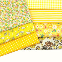 7pcs 49 78 49 Yellow Square Print Quilt Fabric Bundles for DIY Crafts