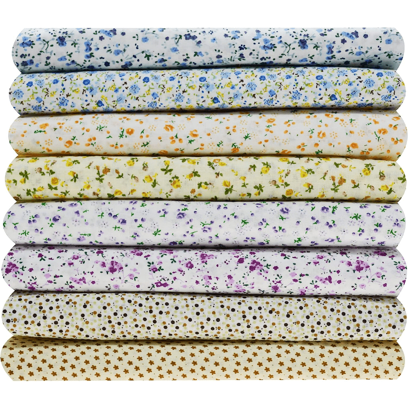 8pcs Flowers Quilting Fabric Bundles Fat Quarters Printed Craft Fabric
