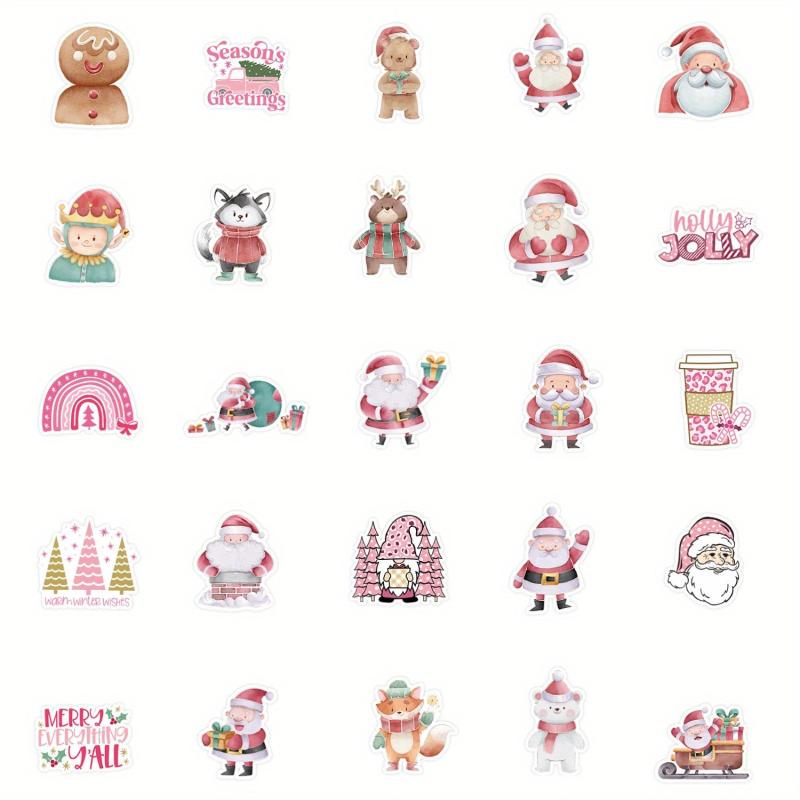 50pcs Pink Christmas Graffiti Stickers Waterproof Journal Stickers